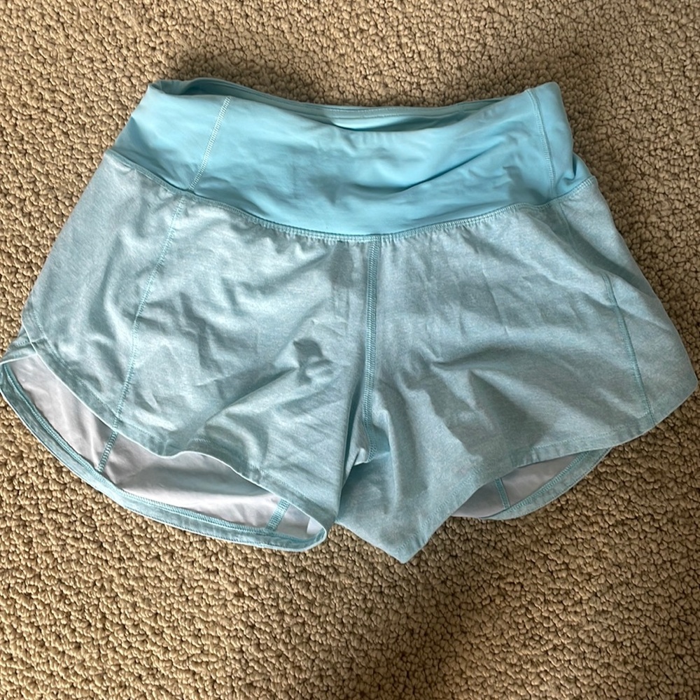 blue lululemon shorts 2.0 seam and low rise